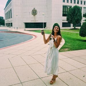Classy white midi sundress!